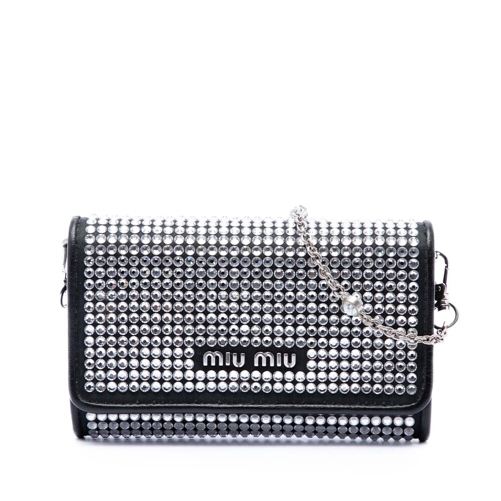 Pre-Loved Miu Miu Soft Nappa Crystal Embellished Wallet on Chain